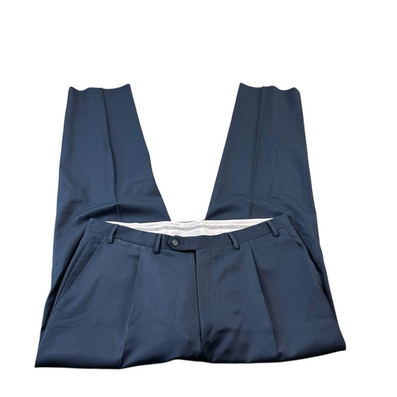 Canali 1934 Current Blue Pleated Wool Men's Trouser Size 38x33 - Picture 2 of 5